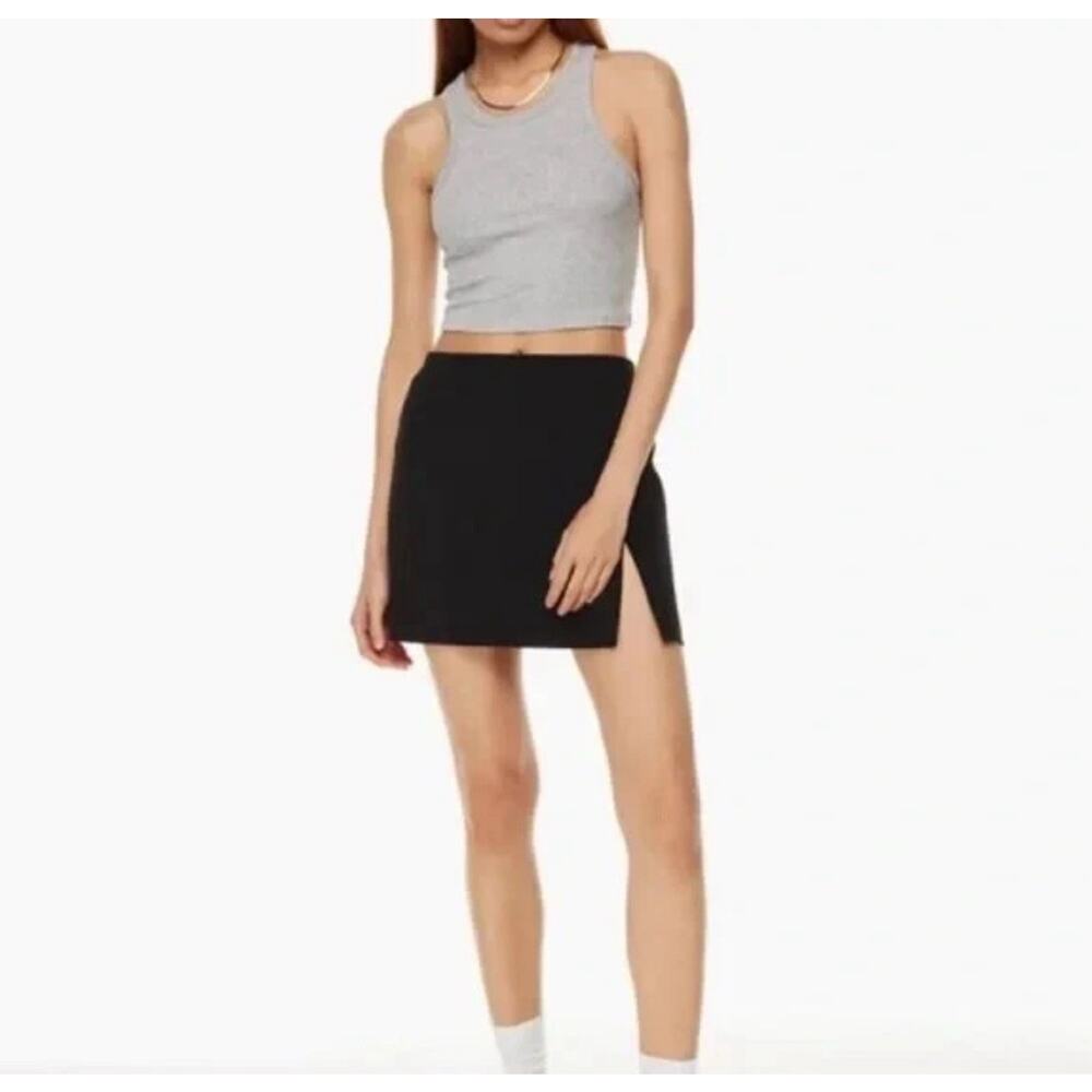 Sunday Best Tatiana Mini Skirt Womens Size 2 Black Slit Side High Waisted Goth